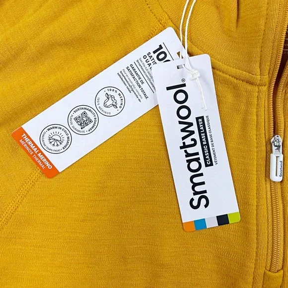 Smartwool Merino 250 Classic 1/4 Zip Baselayer Top Size L Women Gold Heather NEW - Picture 4 of 8